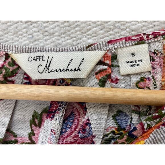 Caffe Marrakesh Size S Colorful Floral Paisley Pleated Peasant Top - Picture 5 of 7